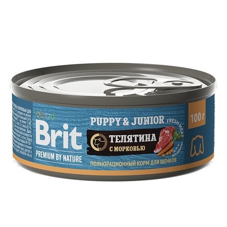 Brit Premium by Nature Паштет для щенков всех пород, телятина и морковь, 100 г - фото 1