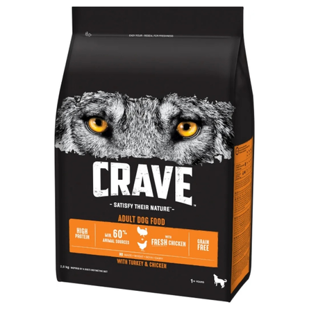 Crave GF Сухой корм для взрослых собак (курица с индейкой), 2,5 кг - фото 1
