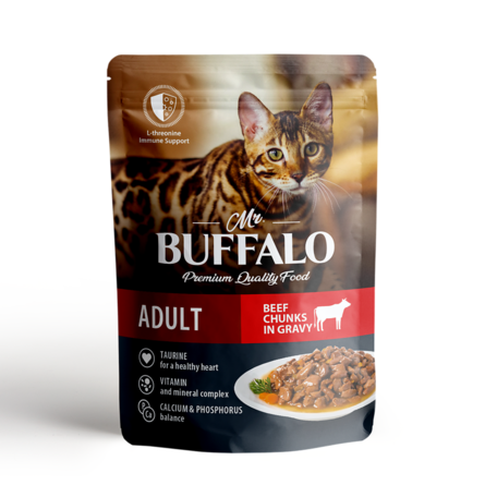 Mr.Buffalo ADULT Влажный корм для кошек, говядина в соусе, 85 г - фото 1
