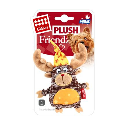 GiGwi Plush Friendz Игрушка для собак Лось с пищалкой - фото 1