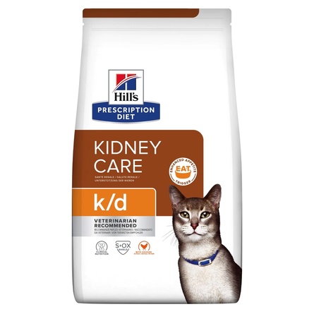 Hill's Prescription Diet k/d Kidney Care Сухой лечебный корм для кошек при заболеваниях почек (с курицей), 400 гр - фото 1