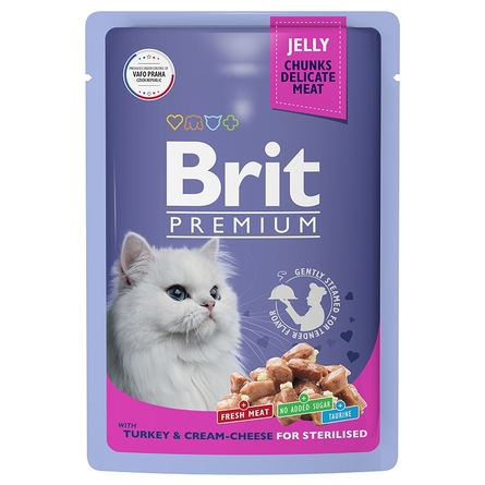 Brit Premium Пауч индейка с сыром в желе для стерилизованных кошек, 85 гр - фото 1
