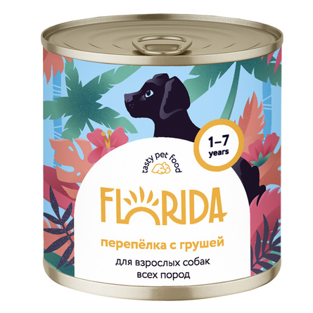 FLORIDA Консервы для собак, перепёлка с грушей , 240 г - фото 1
