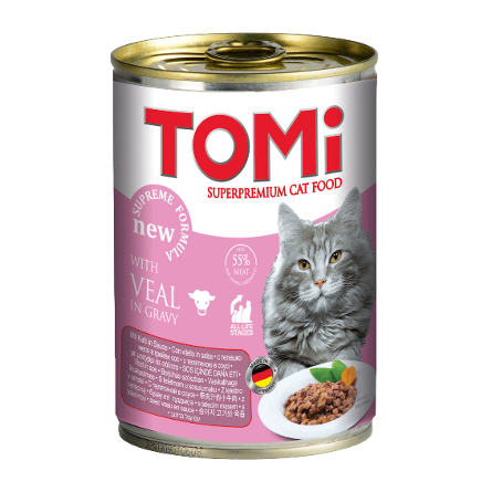 ToMi Кусочки паштета в соусе для взрослых кошек (с телятиной), 400 гр