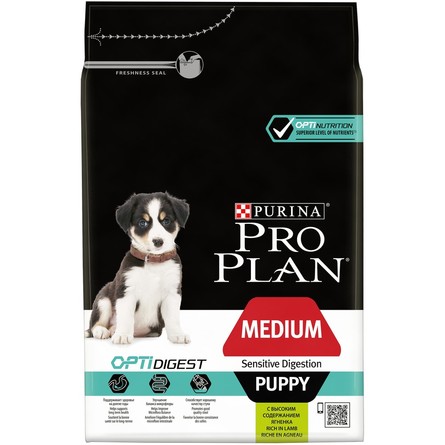 Pro Plan OptiDigest Midium Puppy Сухой корм для щенков с чувствительным пищеварением (с ягненком и рисом), 3 кг - фото 1