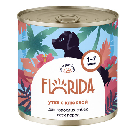 FLORIDA Консервированный корм для собак, утка с клюквой , 240 г - фото 1