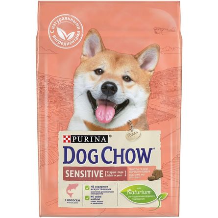 Dog Chow Sensitive Сухой корм для взрослых собак всех пород с чувствительной кожей и шерстью (с лососем и рисом), 2,5 кг - фото 1