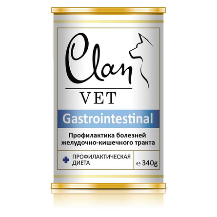 Clan Vet Gastrointestinal Влажный лечебный корм для собак для профилактики заболеваний ЖКТ, 340 гр - фото 1