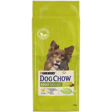 Dog Chow Adult Сухой корм для взрослых собак всех пород (с курицей), 14 кг - фото 1