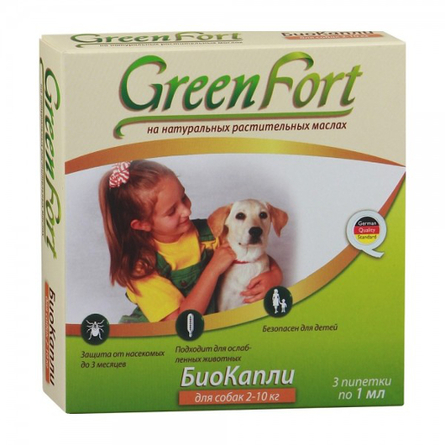 GreenFort БИО капли от блох и клещей для собак мелких пород и щенков, 1 мл - фото 1