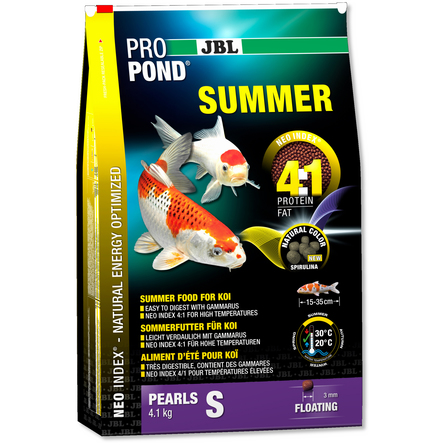JBL ProPond Summer S Основной летний корм в форме плавающих гранул для карпов кои небольшого размера, 4,1 кг - фото 1