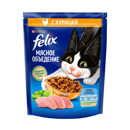 Сухой корм Felix Мясное объедение для взрослых кошек, с курицей – интернет-магазин Ле’Муррр