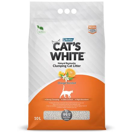 CAT'S WHITE Orange Комкующийся наполнитель для кошек, с ароматом апельсина, 8,55 кг - фото 1