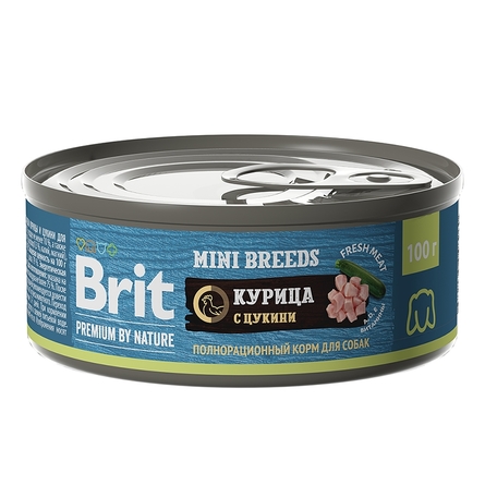 Brit Premium by Nature Паштет для взрослых собак мелких пород, курица и цукини , 100 г - фото 1