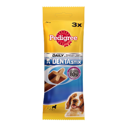 Pedigree DentaStix Палочки для взрослых собак средних пород для чистки зубов, 3 шт, 77 гр
