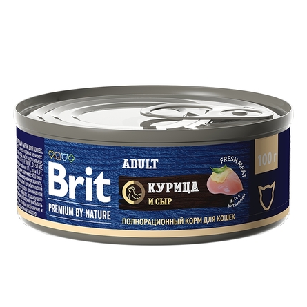 Brit Premium by Nature Паштет для кошек, курица и сыр , 100 г - фото 1