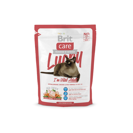 Brit Lucky Vital Adult сухой корм для кошек (с курицей и рисом), 400 гр - фото 1