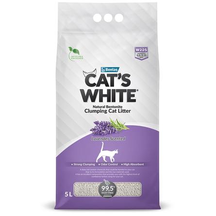 CAT'S WHITE Lavender Комкующийся наполнитель для кошек, с нежным ароматом лаванды, 4,3 кг - фото 1