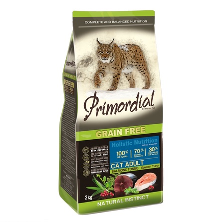 Primordial GRAIN FREE ADULT Сухой корм для взрослых кошек, лосось, тунец , 2 кг - фото 1
