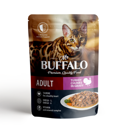 Mr.Buffalo ADULT SENSITIVE Влажный корм для кошек с чувствительным пищеварением, индейка в соусе – интернет-магазин Ле’Муррр