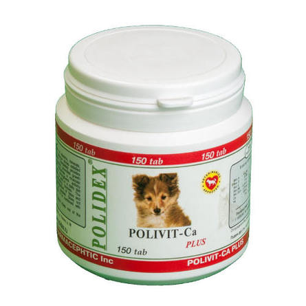 Polidex Polivit-Ca plus Кормовая добавка для щенков, беременных и кормящих собак, 150 таблеток