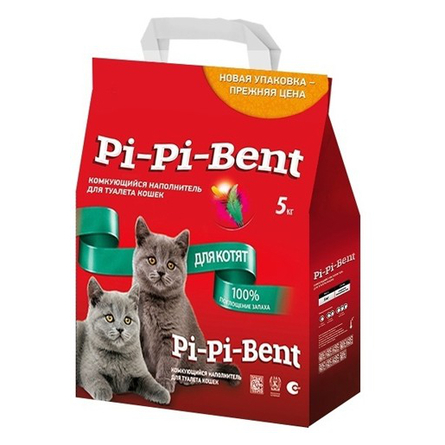 Pi-Pi Bent глиняный комкующийся наполнитель для котят, 5 кг