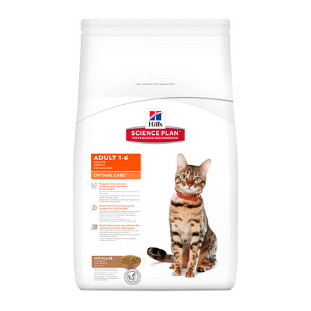 Hill's Science Plan Optimal Care Сухой корм для взрослых кошек (с ягнёнком) – интернет-магазин Ле’Муррр