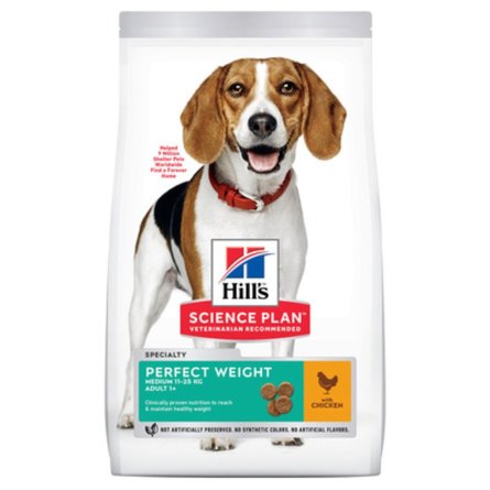 Сухой корм Hill's Science Plan Perfect Weight для взрослых собак средних пород для поддержания оптимального веса, с курицей, 12 кг - фото 1