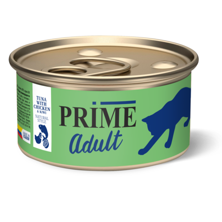 PRIME Консервированный корм для кошек, тунец с курицей и киви в собственном соку, 85 гр - фото 1
