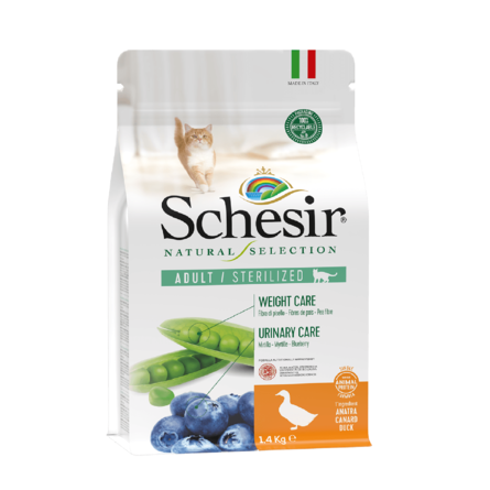 SCHESIR NS Monoprotein Корм для стерилизованных кошек (утка), 1,4 кг - фото 1