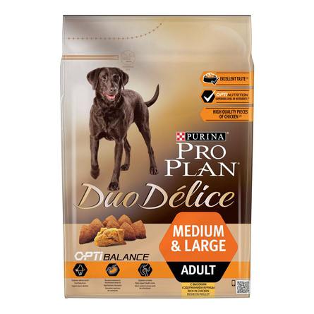 Pro Plan Duo Delice Сухой корм для взрослых собак всех пород (с курицей и рисом), 2,5 кг - фото 1