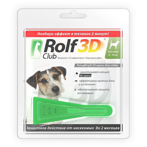 Rolf Club 3D Капли от блох и клещей для собак от 4 до 10 кг