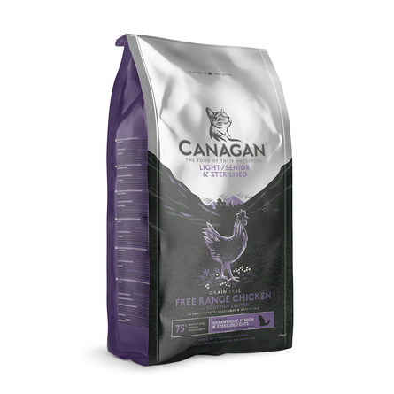 Canagan Light/Senior/Sterilised Сухой корм для взрослых и пожилых кастрированных/стерилизованных котов и кошек (с цыпленком и лососем), 375 гр