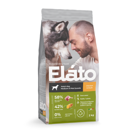 Elato Holistic Adult Medium&Maxi Сухой корм для собак средних и крупных пород, курица с уткой, 2кг, 2 кг - фото 1