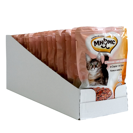 Мнямс Пауч лосось в соусе, кожа и шерсть для кошек, 2,4 кг - фото 1