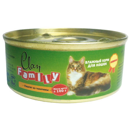 Clan Family Паштет для взрослых кошек (с телятиной), 100 гр