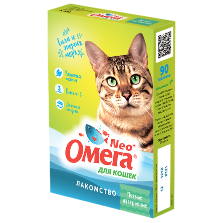 Омега Neo+ Мятное настроение Лакомство для кошек с мятой, 90 таблеток - фото 1