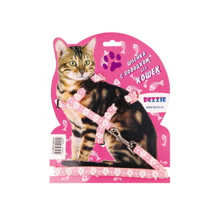 Dezzie Комплект для кошек (шлейка + поводок), нейлон – интернет-магазин Ле’Муррр
