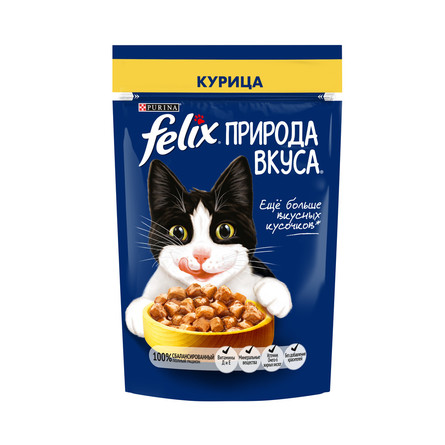 Влажный корм Felix Природа вкуса для взрослых кошек с курицей в соусе, 75 г - фото 1