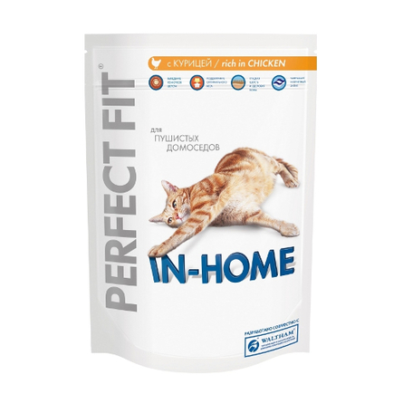 Perfect Fit In-Home Сухой корм для домашних взрослых кошек (с курицей), 1,2 кг