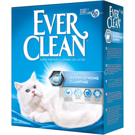 Ever Clean Extra Strong Clumping Unscented Комкующийся глиняный наполнитель для кошек (с активированным углем), 6 л - фото 1