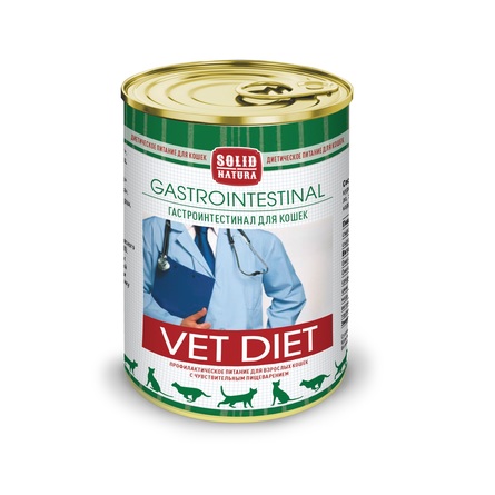 Solid Natura Vet Gastrointestinal Влажный корм для кошек профилактика ЖКТ , 340 г - фото 1