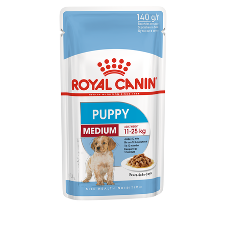 Royal Canin Medium Puppy Кусочки паштета в соусе для щенков средних пород, 140 гр - фото 1