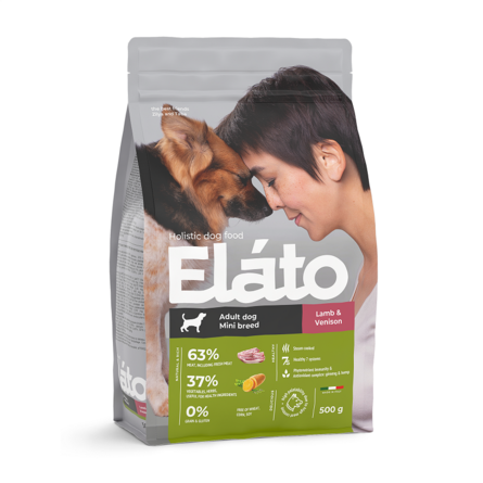 Elato Holistic Adult Mini Сухой корм для собак мелких пород, ягненок с олениной, 500гр, 500 гр - фото 1