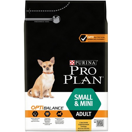 Сухой корм Pro Plan для взрослых собак мелких и карликовых пород, с высоким содержанием курицы, Пакет, 3 кг 