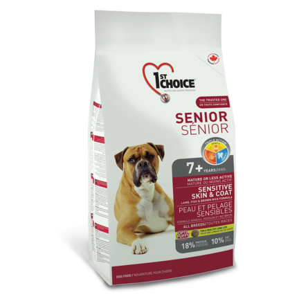1st Choice Senior Sensitive Skin&Coat All Breeds Сухой корм для пожилых собак всех пород с чувствительной кожей и шерстью (с ягненком, рыбой и рисом), 2,72 кг - фото 1