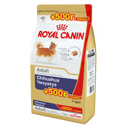 Увеличенная упаковка Royal Canin Adult Chihuahua Сухой корм для взрослых собак породы чихуахуа (500 гр + 500 гр) – интернет-магазин Ле’Муррр