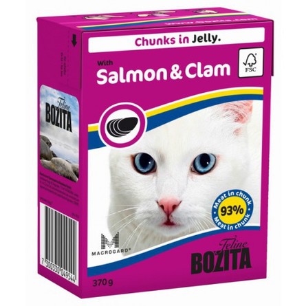 Bozita Кусочки паштета в желе для взрослых кошек (с лососем и мидиями), 370 гр