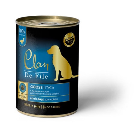 Clan De File Филе в желе для взрослых собак всех пород (с гусем), 340 гр - фото 1