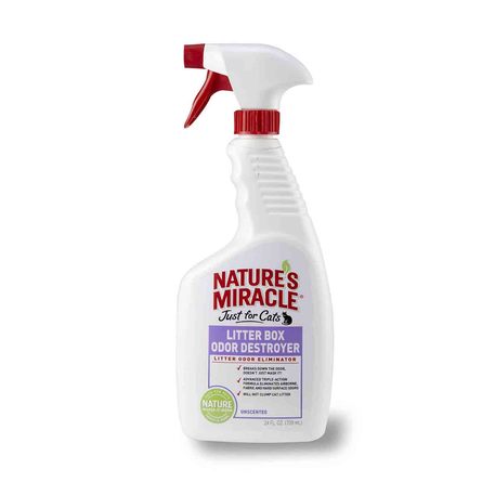 Nature's Miracle Litter Box Odor Destroyer Спрей для устранения запаха в кошачьих туалетах (без аромата), 710 мл